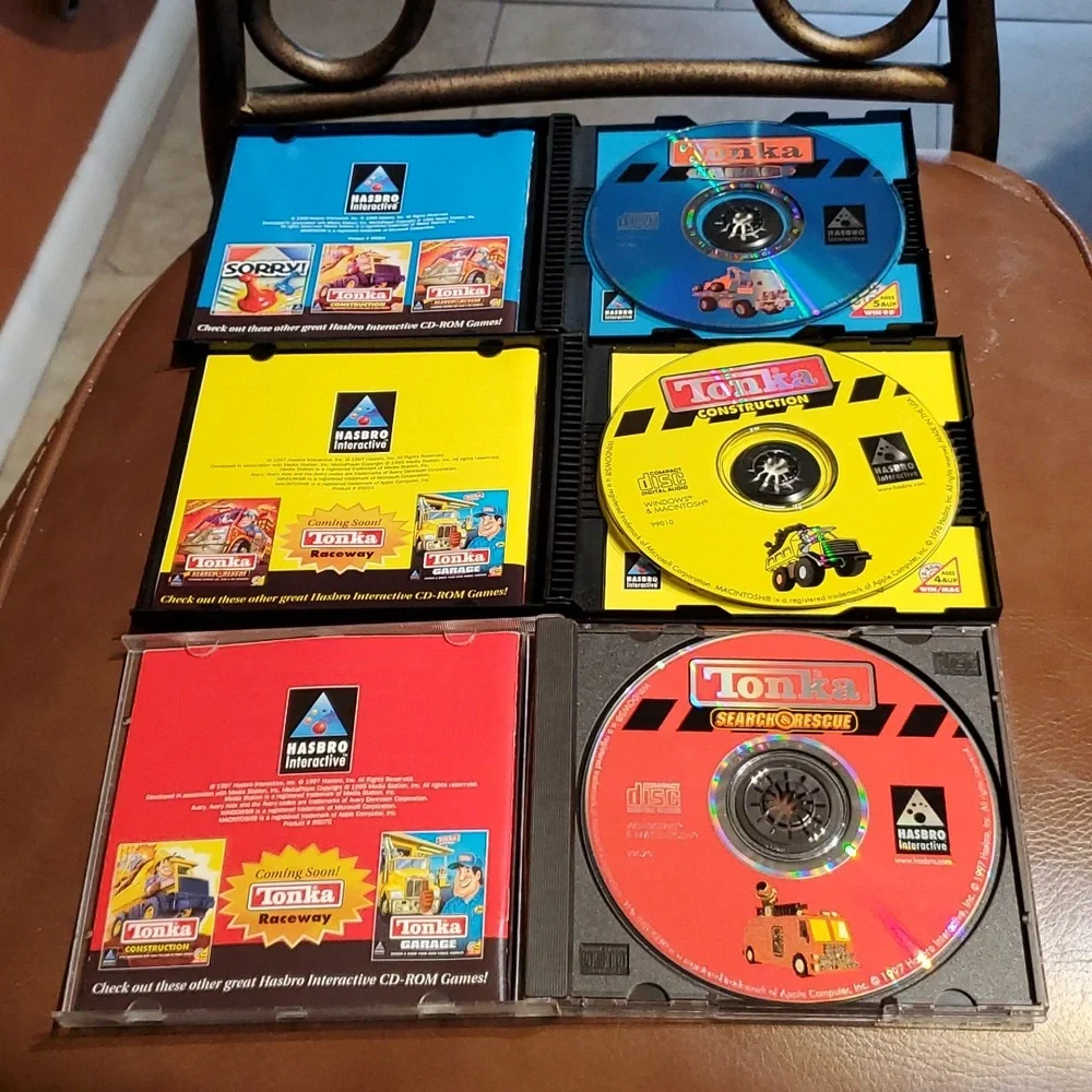 Vintage Lot of 3 Tonka PC Cd-Rom Hasbro Interactive Game 1997 Construction Garag